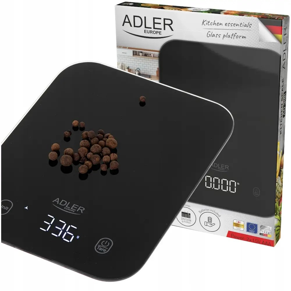 Ваги кухонні електронні Adler AD 3181 до 10 кг чорні (Niz15943)