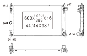 Радіатор охолодження двигуна Toyota C-HR 16- Koyorad АКПП/МКПП; 600X377X16; (2.0/1.6 16V)