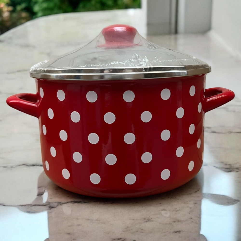 Каструля 5л зі скляною кришкою Горох на червоному 2086 Metalac 368928, фото 1
