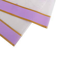 Пакувальний папір, прозорий із фіолетовою квіткою, фіолетова окантовка із золотом, 57*57