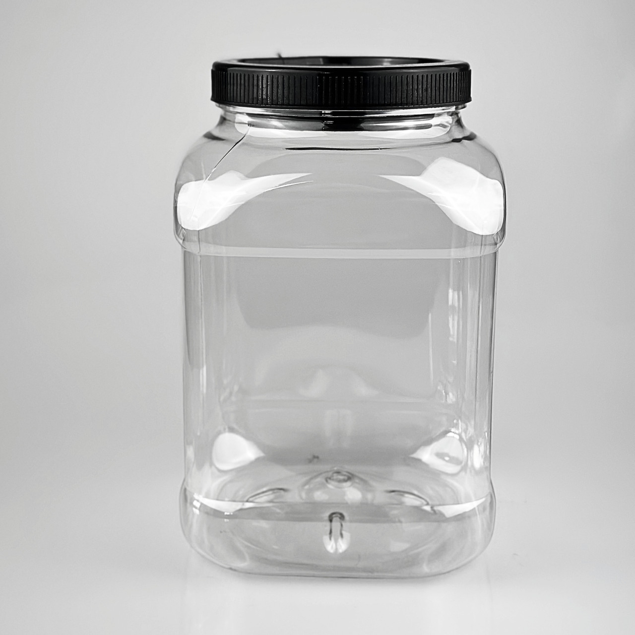 Пластикова банка 3 л квадратна з чорною кришкою 110 мм, банки для сипучих, фото 1