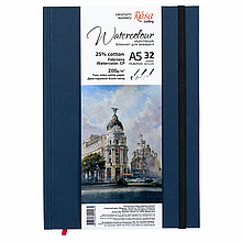 Блокнот для акварелі Watercolor by Fabriano, А5, 200г/м2, 32 л, папір білий, Індіго, ROSA Gallery