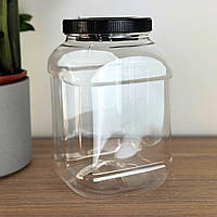 Пластикова банка 3 л квадратна з чорною кришкою 110 мм, банки для сипучих