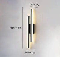 LED Світильник на стіну, бра, чорного кольору, металевий, довжина 50 см, потужність 15 ватів, білого світіння