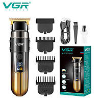 Тример VGR V-929 GOLD, 3 насадки, LED display