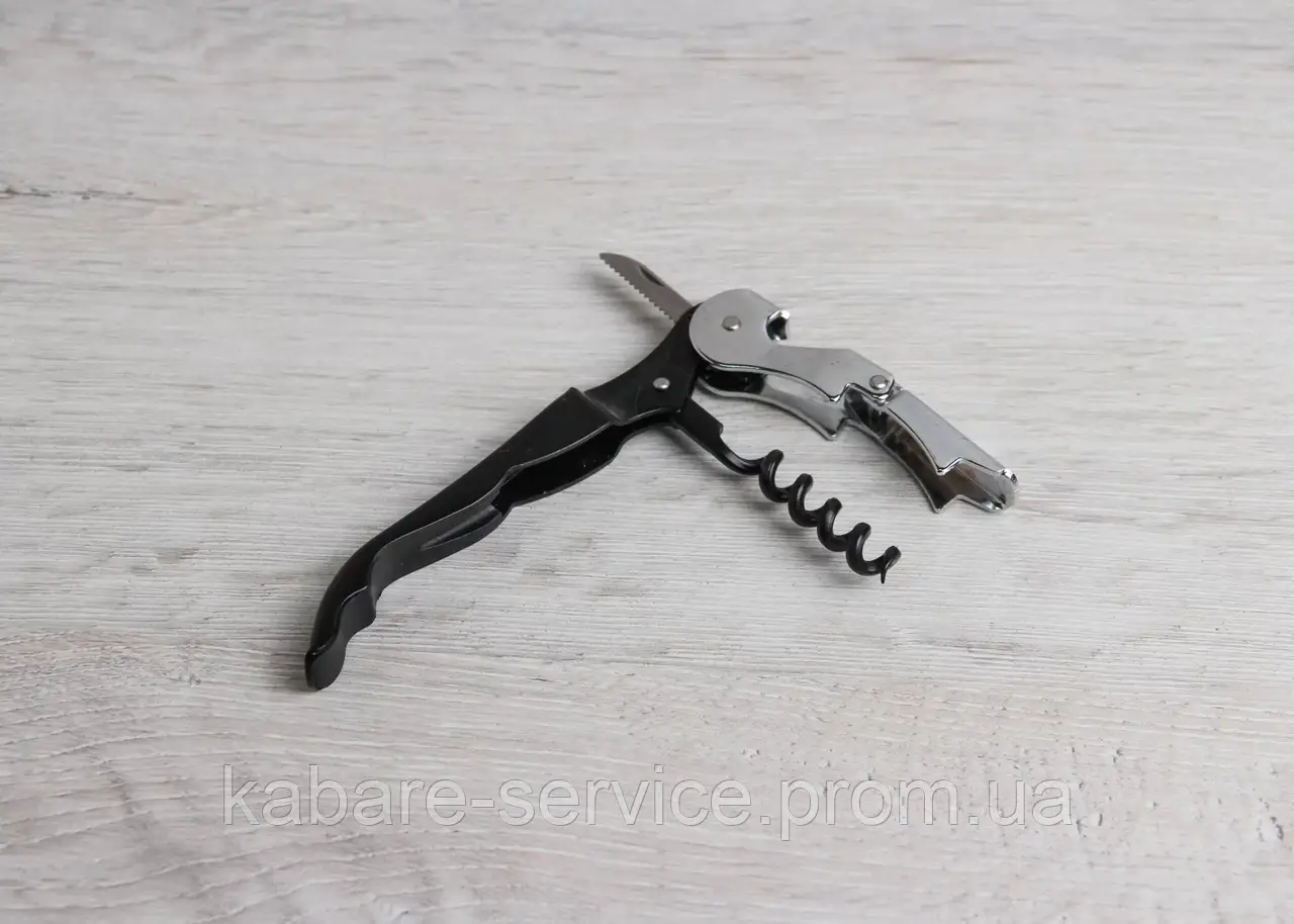 Ніж для офіціантів, чорна ручка, неірж. сталь (штопор, відкривачка), арт. KN-W 2, фото 1