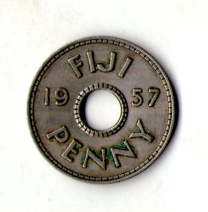 Фіджі Королева Єлизавета II 1 пенні 1957 рік №2743