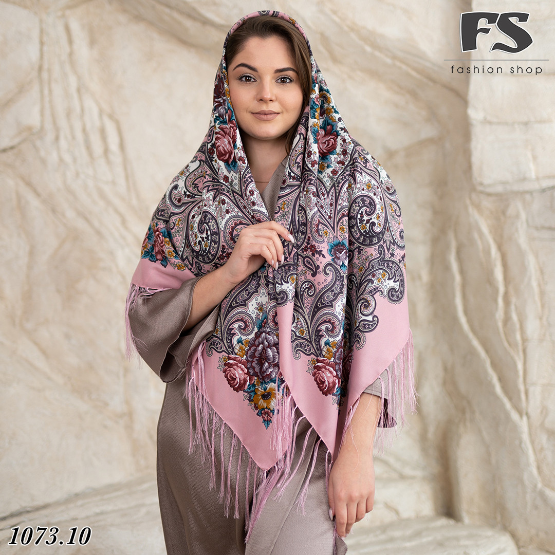 Сучасна рожева вовняна хустина Царська