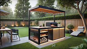 Мангальна зона з дерева та металу