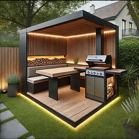 Мангальна зона з дерева та металу