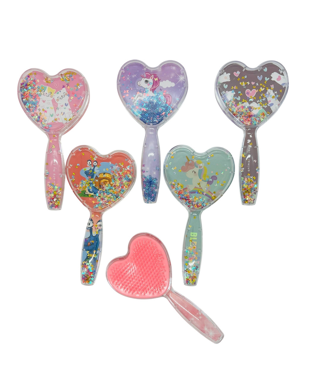 Гребінець дитячий серце з блискітками 17 см., фото 1