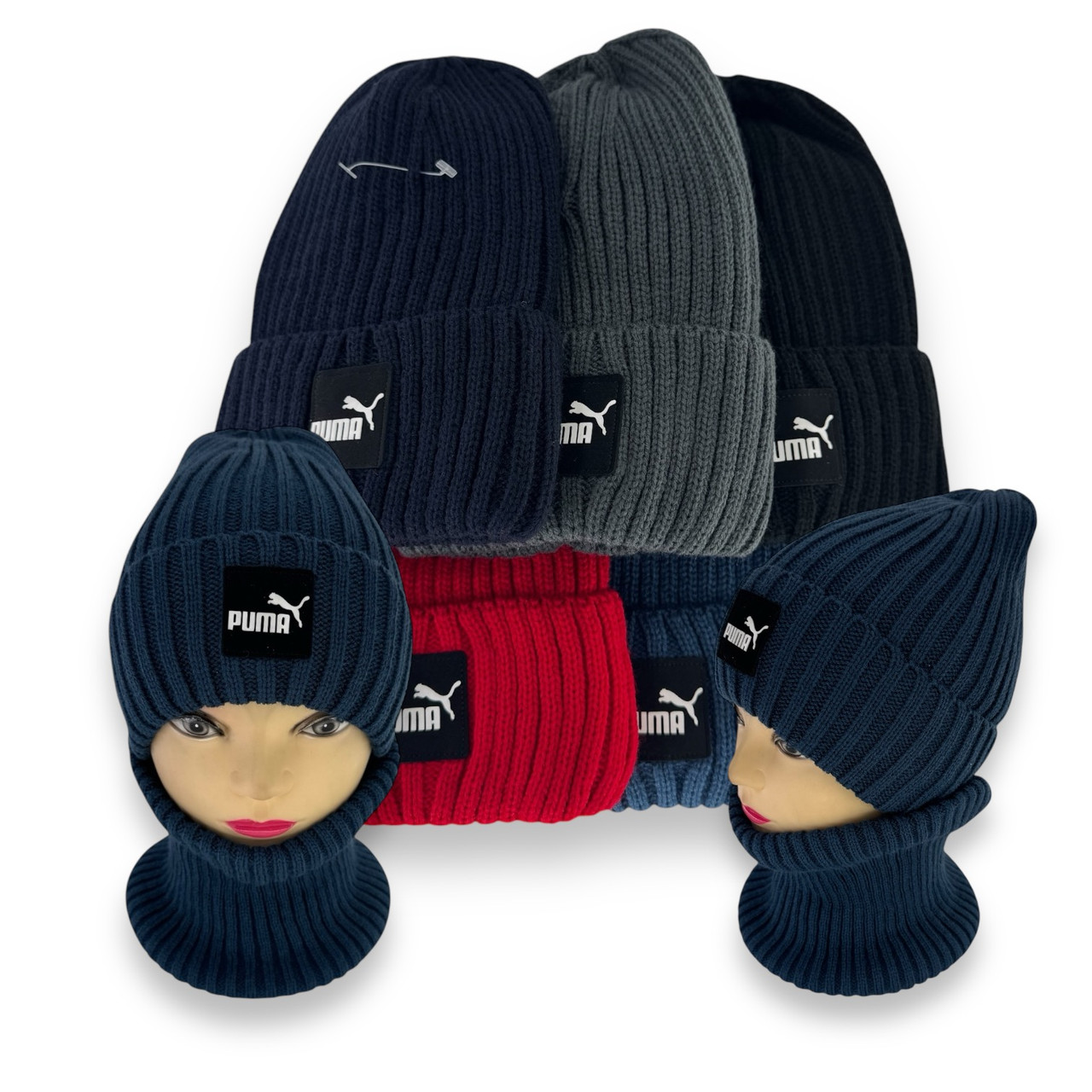 ОПТ Дитячий комплект — шапка та шарф для хлопчика (на флісі), р. 52-56 (5 шт./набір), фото 1