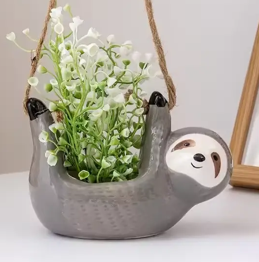 Підвісний керамічний горщик у формі Ленівця (Сірий), фото 1
