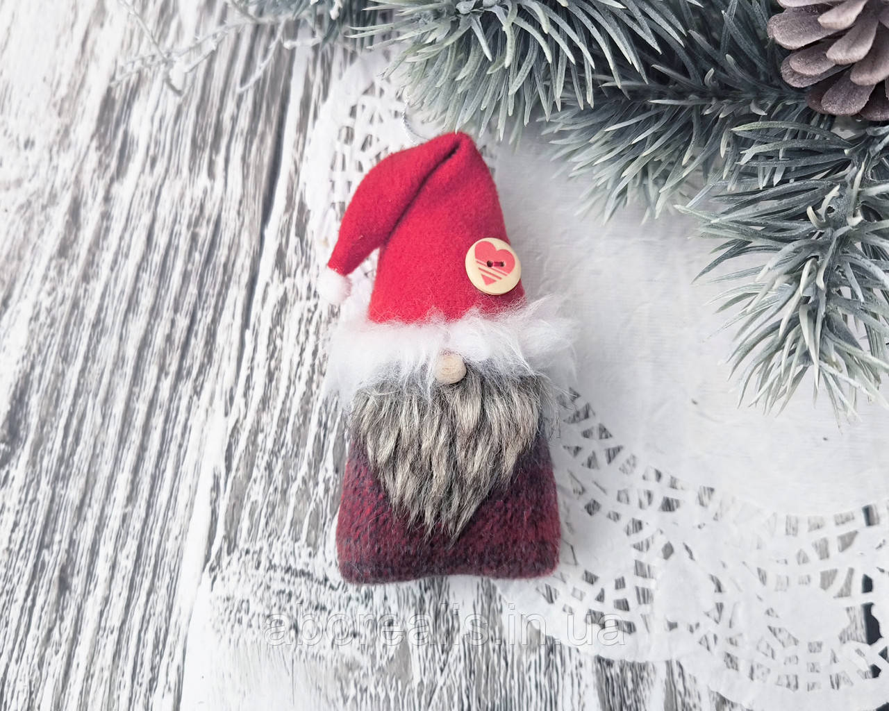 Іграшка на ялинку "Скандинавський гном в червоному", фото 1