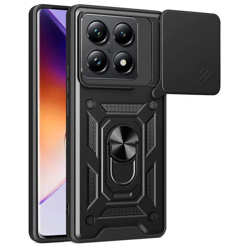 Протиударний чохол Camshield Serge Ring для Xiaomi 14T | Броньований з кільцем-підставкою Чорний, фото 1