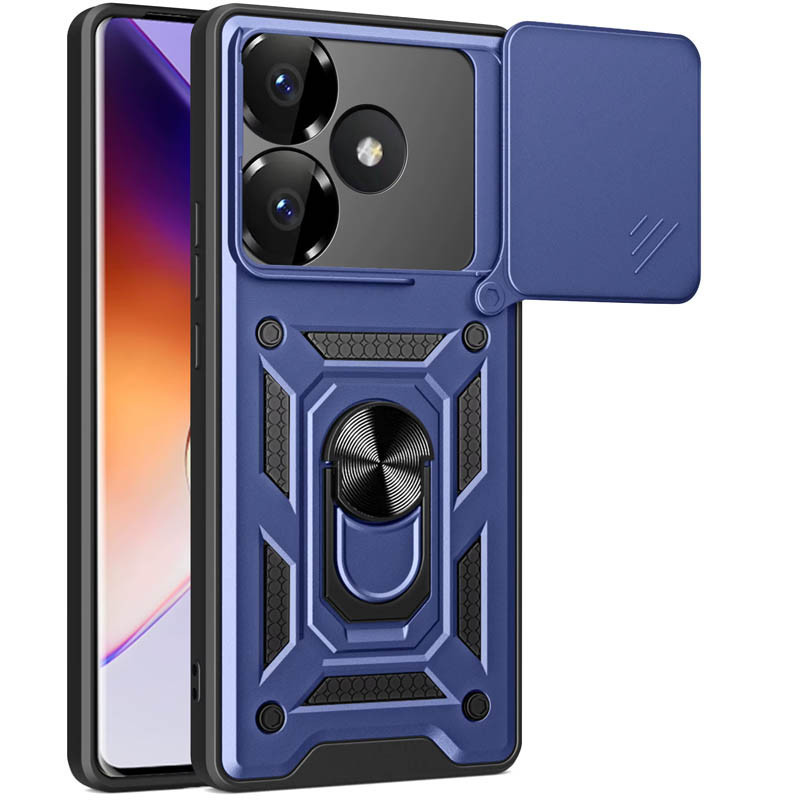Протиударний чохол Camshield Serge Ring для Xiaomi Poco F6 | Броньований з кільцем-підставкою Синій, фото 1