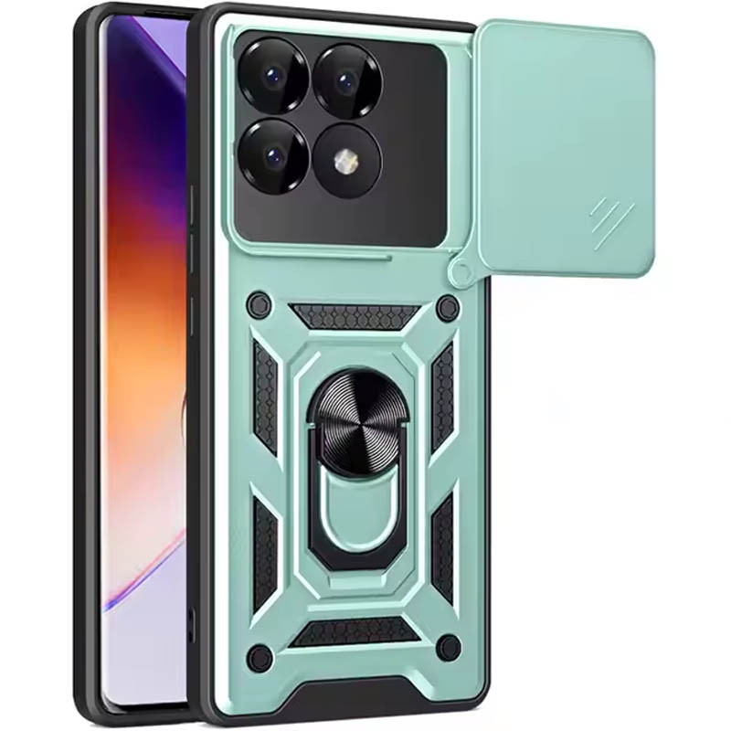 Протиударний чохол Camshield Serge Ring для Xiaomi Poco F6 Pro | Броньований з кільцем-підставкою Зелений, фото 1