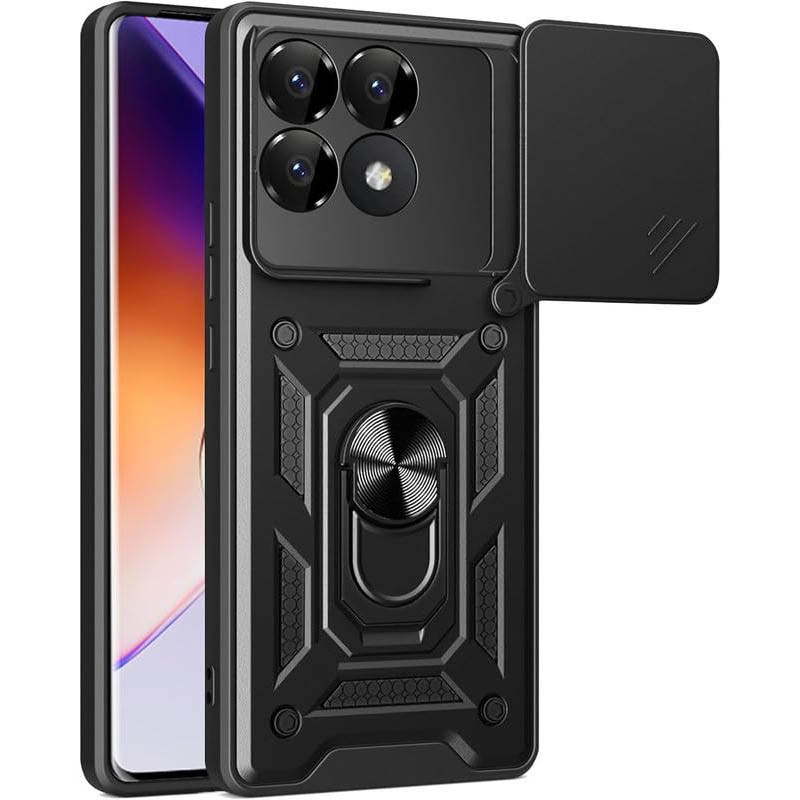 Протиударний чохол Camshield Serge Ring для Xiaomi Poco F6 Pro | Броньований з кільцем-підставкою Чорний, фото 1