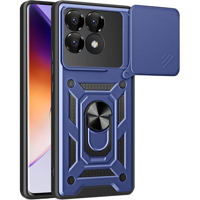 Протиударний чохол Camshield Serge Ring для Xiaomi Poco F6 Pro | Броньований з кільцем-підставкою Синій, фото 1