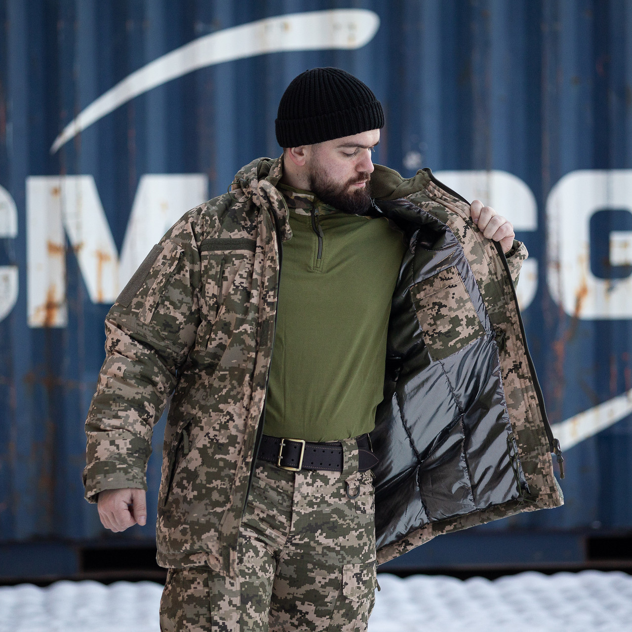Зимова куртка-бушлат Grifon GOVERLA піксель ЗСУ (Омні-Хіт + синтепон) з подвійним замком (Omni-Heat)