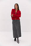 Жіночий червоний кардиган на замку, фото 2