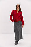 Жіночий червоний кардиган на замку, фото 5