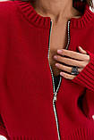 Жіночий червоний кардиган на замку, фото 4