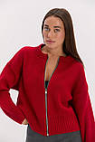 Жіночий червоний кардиган на замку, фото 7