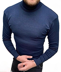 Чоловічий гольф під горло з котону в синьому кольорі