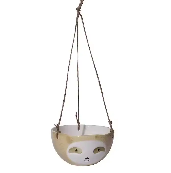 Підвісний керамічний горщик кашпо у вигляді Ленівця (Жовтий), фото 1