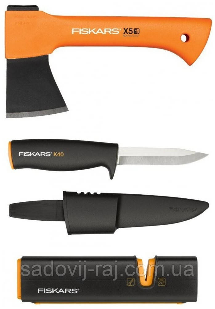 Набір для кемпінгу Fiskars Сокира XXS X5 + Точилка+ Ніж (1057913) Фінляндія, фото 1