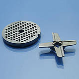 Ніж і решітка для м'ясорубки Moulinex HV8 ME610, ME625, ME645, ME66, ME665 3мм нержавійка дрібна паштетна, фото 2