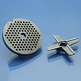 Ніж і решітка для м'ясорубки Moulinex HV8 ME610, ME625, ME645, ME66, ME665 3мм нержавійка дрібна паштетна, фото 3