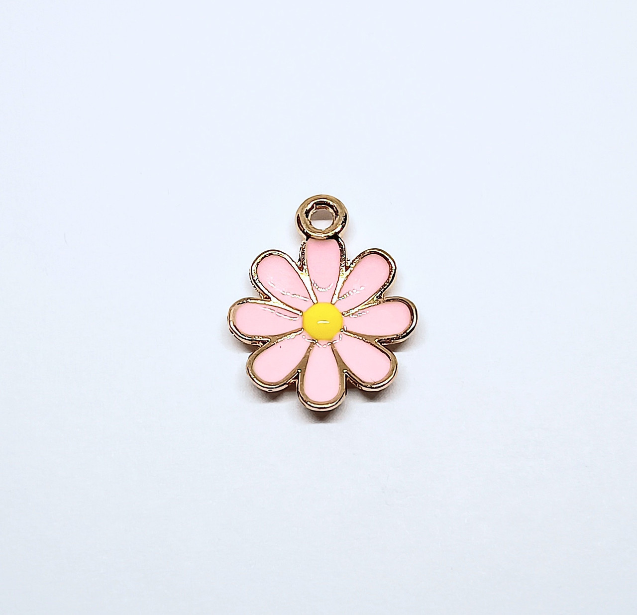 Підвіски металеві Finding Кулон квітка страз Натуральне золото рожева жовта емаль 19 мм x 16 мм х 3 мм