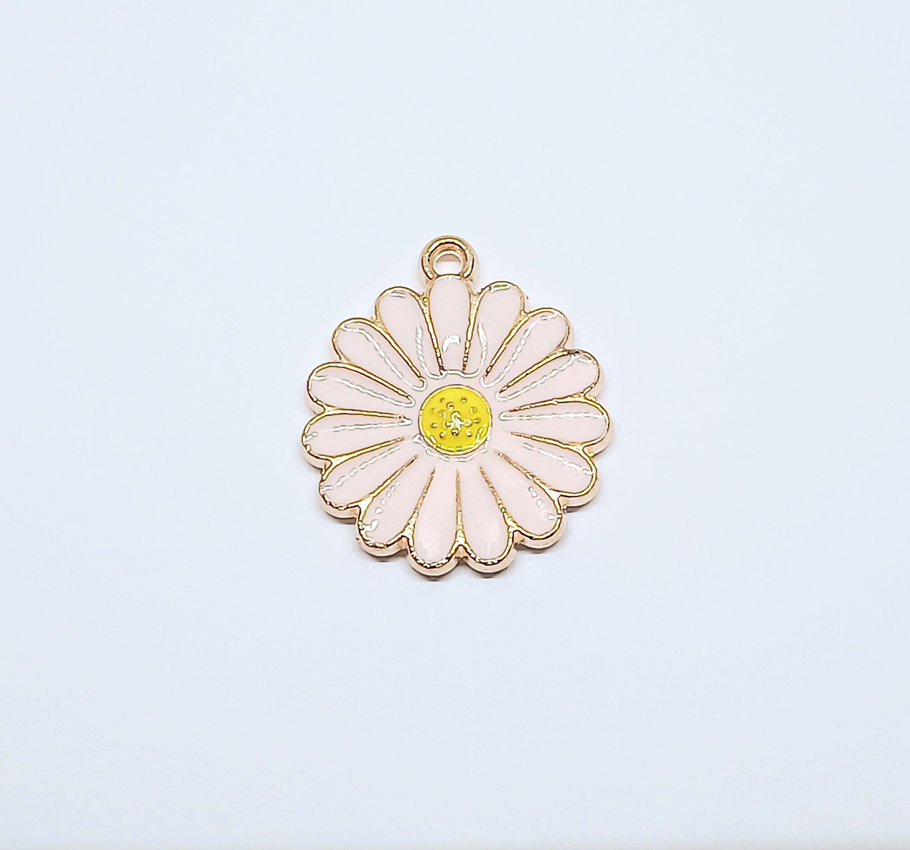 Підвіски металеві Finding Кулон квітка Натуральне золото рожева жовта емаль 21 мм x 18 мм х 2.3 мм