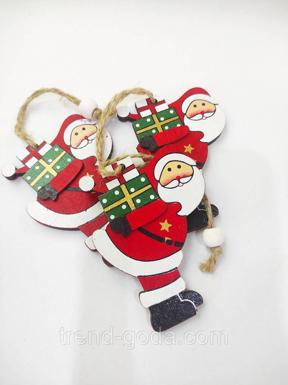 Новорічні іграшки на ялинку та прикраси/ ялинкові Новорічні декор/ дерев'яні іграшки олені, сердечка, фото 1