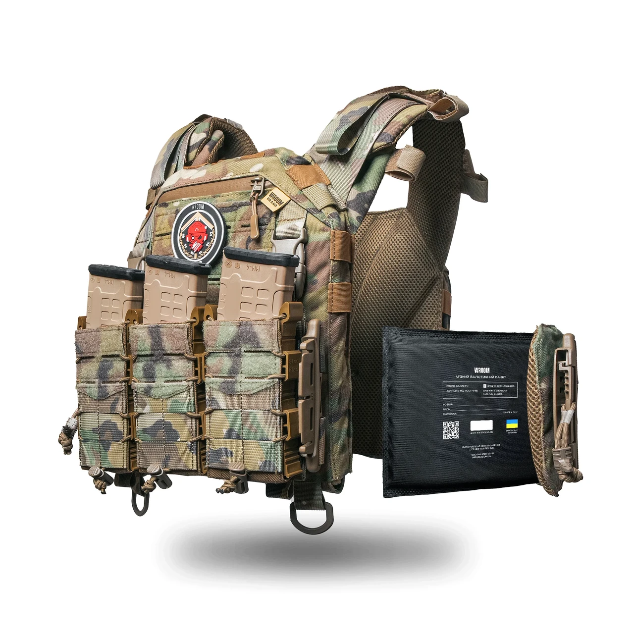 Плитоноска професійна «Ghost Gen4 V1+» з бічним захистом 2 класу + 3 підсумки. Мультикам