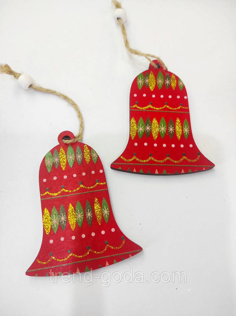 Новорічні іграшки та прикраси на ялинку Новорічний декор ялинкові дерев'яні іграшки Новорічний дзвіночок, фото 1