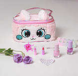 Набір дитячої косметики 9 приладів 2103X у пухнастій сумочці варіанту зайчик від 5 років, фото 2