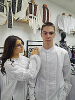 Вишита пара ручної роботи білі з довгим рукавом