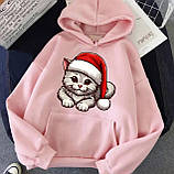 Жіноче тепле худі з новорічним котиком, фото 2