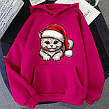 Жіноче тепле худі з новорічним котиком, фото 3