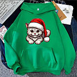 Жіноче тепле худі з новорічним котиком, фото 4