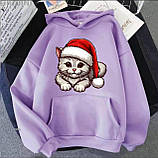 Жіноче тепле худі з новорічним котиком, фото 6