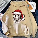 Жіноче тепле худі з новорічним котиком, фото 8