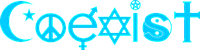 Вінілова наклейка COEXIST  29х7 см, фото 7