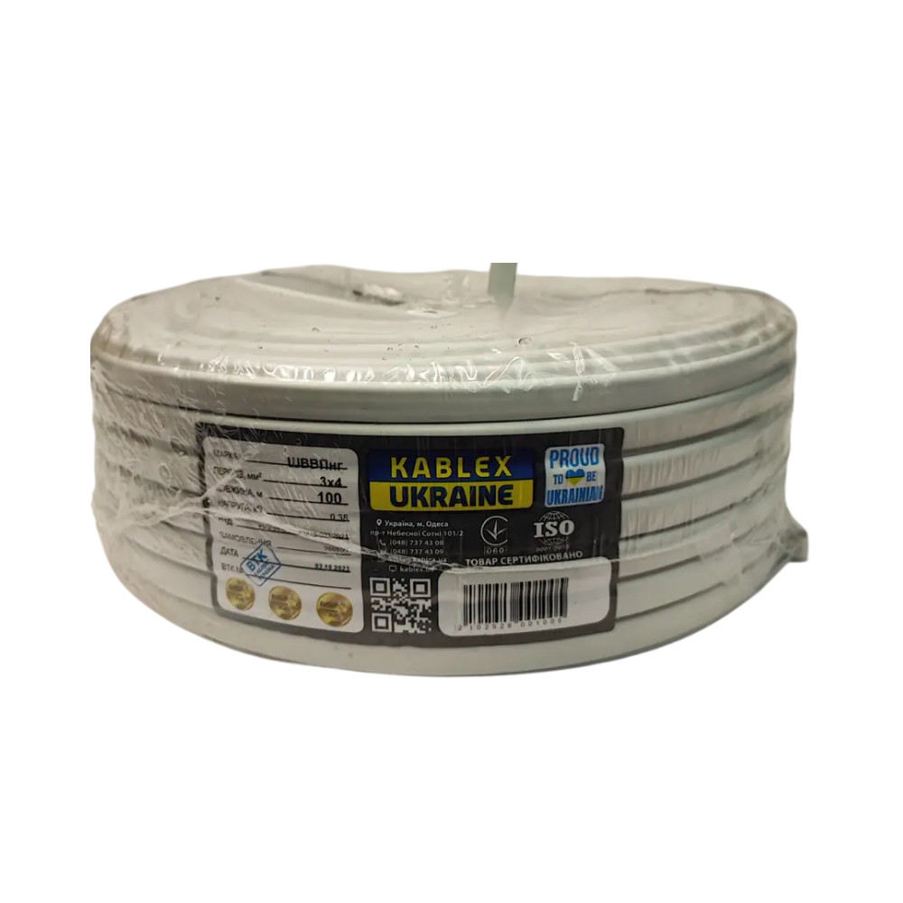 Провід Каблекс Україна білий ШВВП 3х4,0