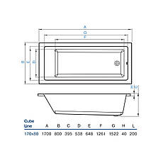 Ванна Cube Line 170х80, фото 5