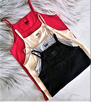 Жіноча бавовняна майка тонка бретель 42-54р Туреччина 4 кольори