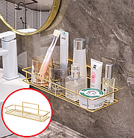 Пряма металева полиця у ванну кімнату, настінна полиця для косметики (золотий)